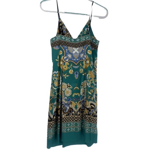 I.C.E Teal Boho Paisley Slip Dress Border Print Size 10 - Picture 4 of 7